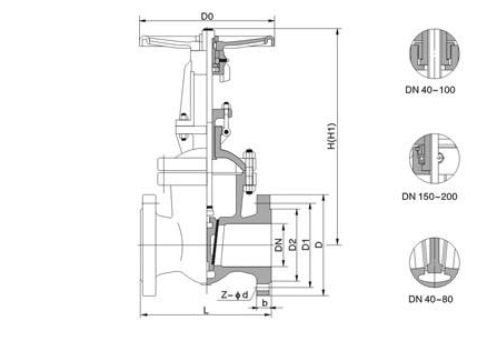Z41H-10C低压明杆铸钢闸阀结构图