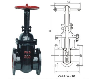 Z44T~Z44W平行式双闸板闸阀结构图