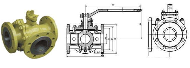 法兰三通球阀结构图