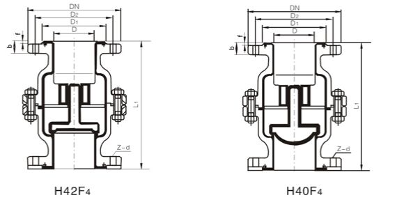 H40F浮球式止回阀结构图